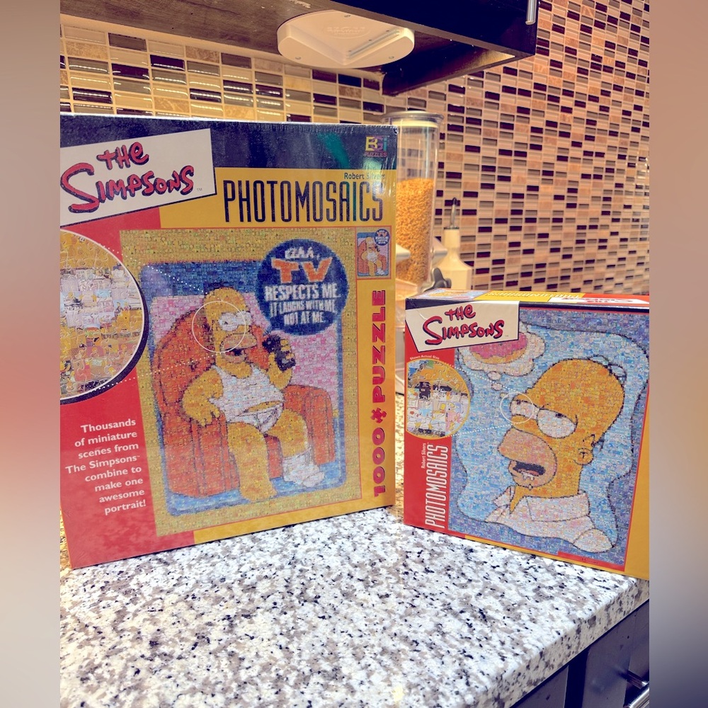 Vintage The Simpsons‎ Photomosaics Puzzle Set of 2 (1026 Pc Each) Buffalo  NIB